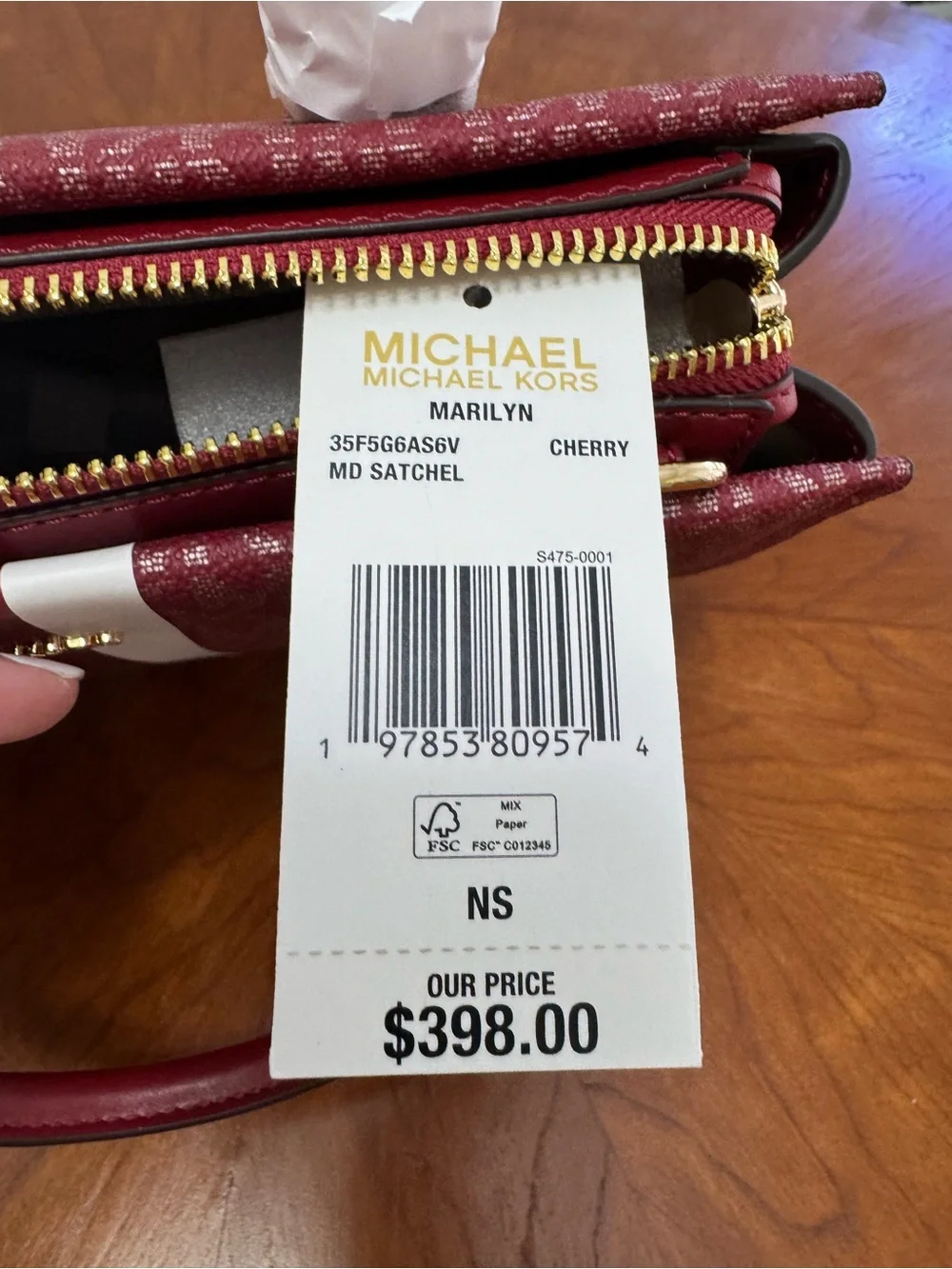 Michael Kors Red Burgundy Signature Satchel with Matching Wristlet